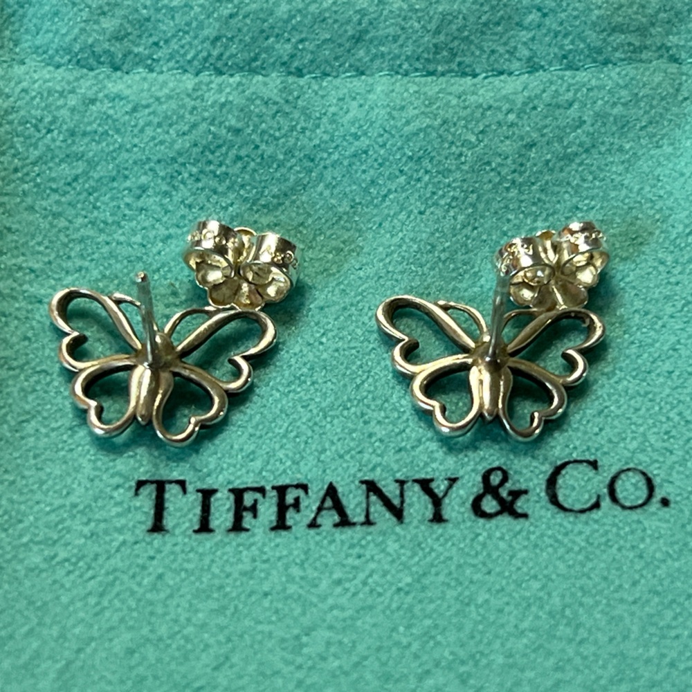 Tiffany & Co Butterfly Earrings Studs Nature Lover Garden Stencil Earrings - Picture 4 of 10